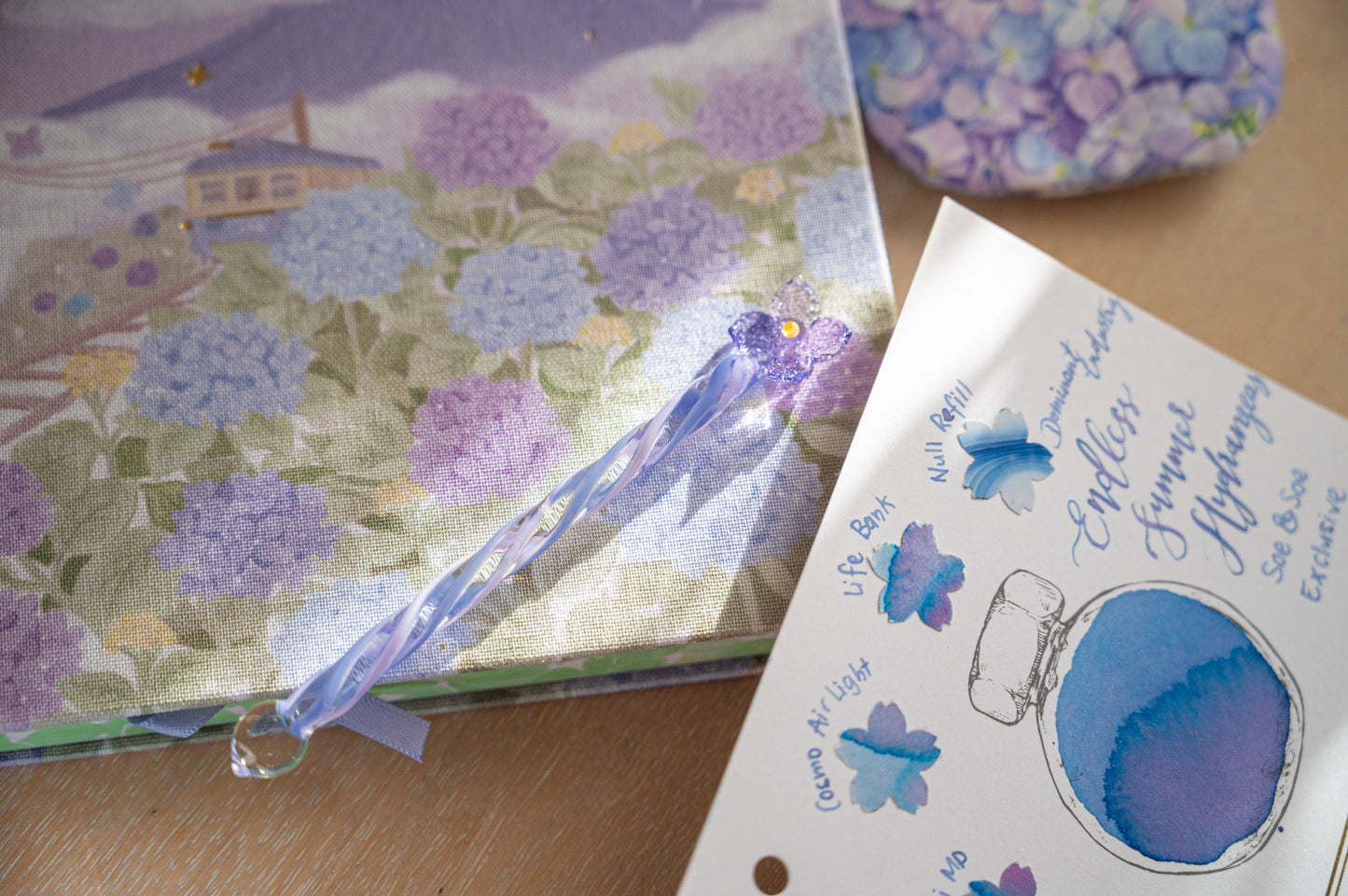 [Exclusive] Handmade Endless Summer Hydrangeas Glass Muddler