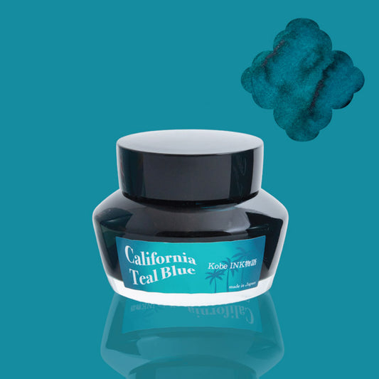 bottle of kobe ink california teal blue
