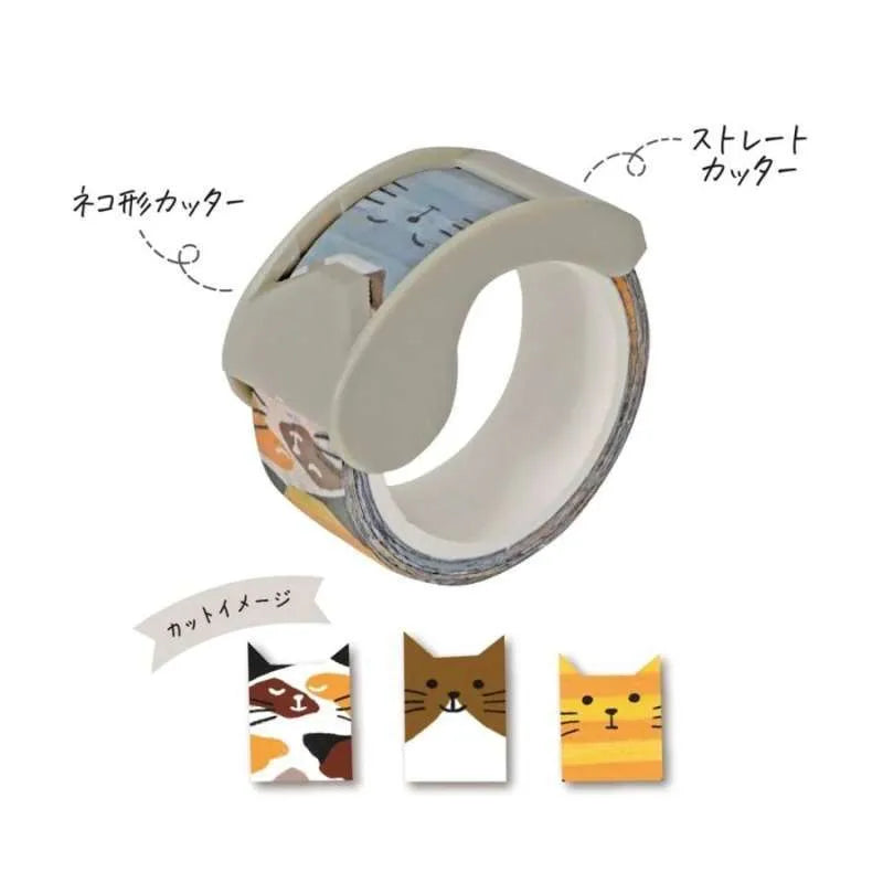 Ribbon Bon Washi Tape with 2 Way Cutter - Cat