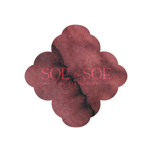 Laban Aphrodite Pink ink swatch in Soe & Soe logo