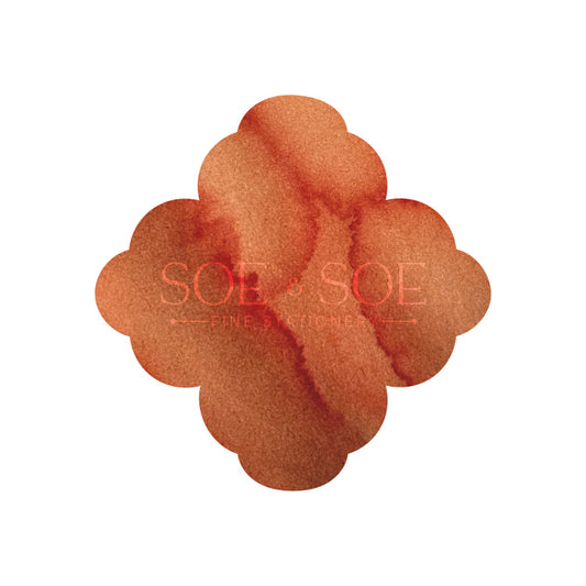 Laban Apollo Orange ink swatch in Soe & Soe logo