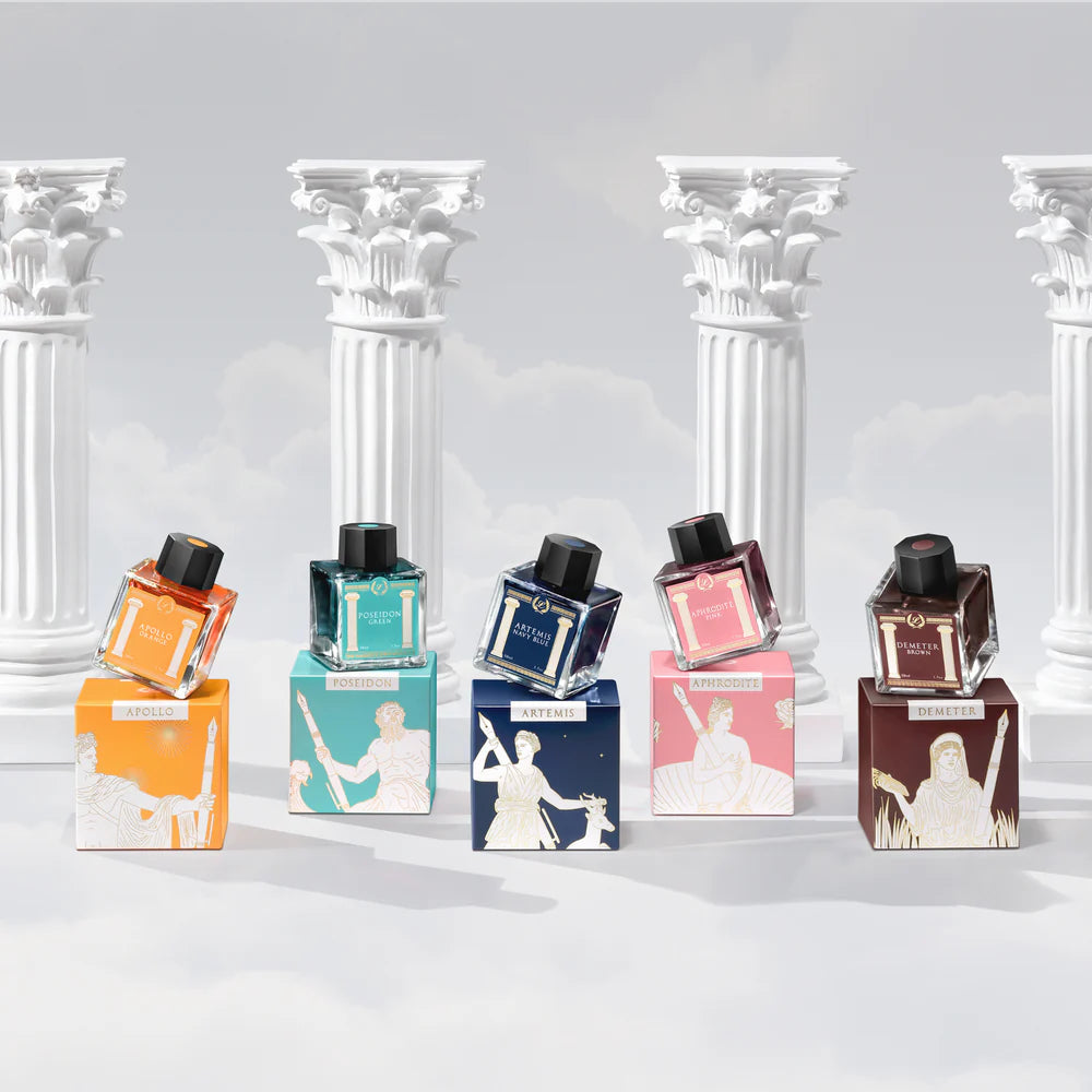 Set of 5 Greek Mythology themed fountain pen inks by Laban