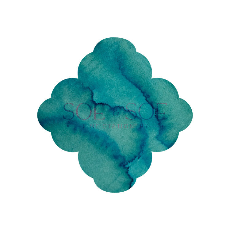 Laban Poseidon Green ink swatch in Soe & Soe logo
