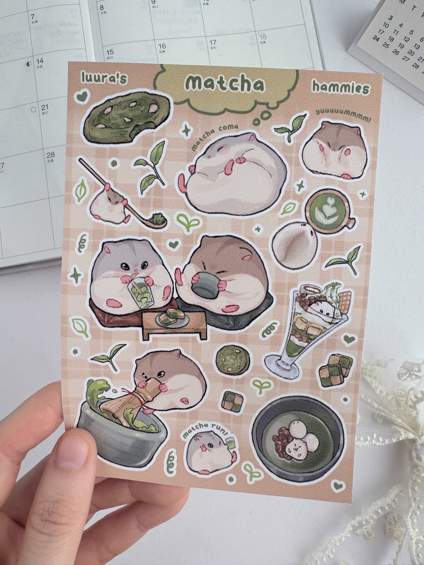 Matcha Hamsters Sticker Sheet