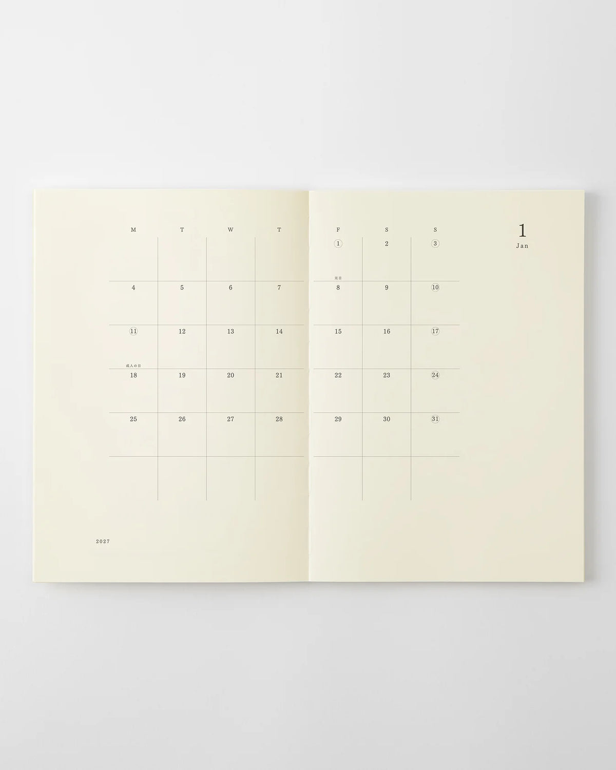 MD Notebook Diary A5 Thin (2027) Monthly Block + Memo
