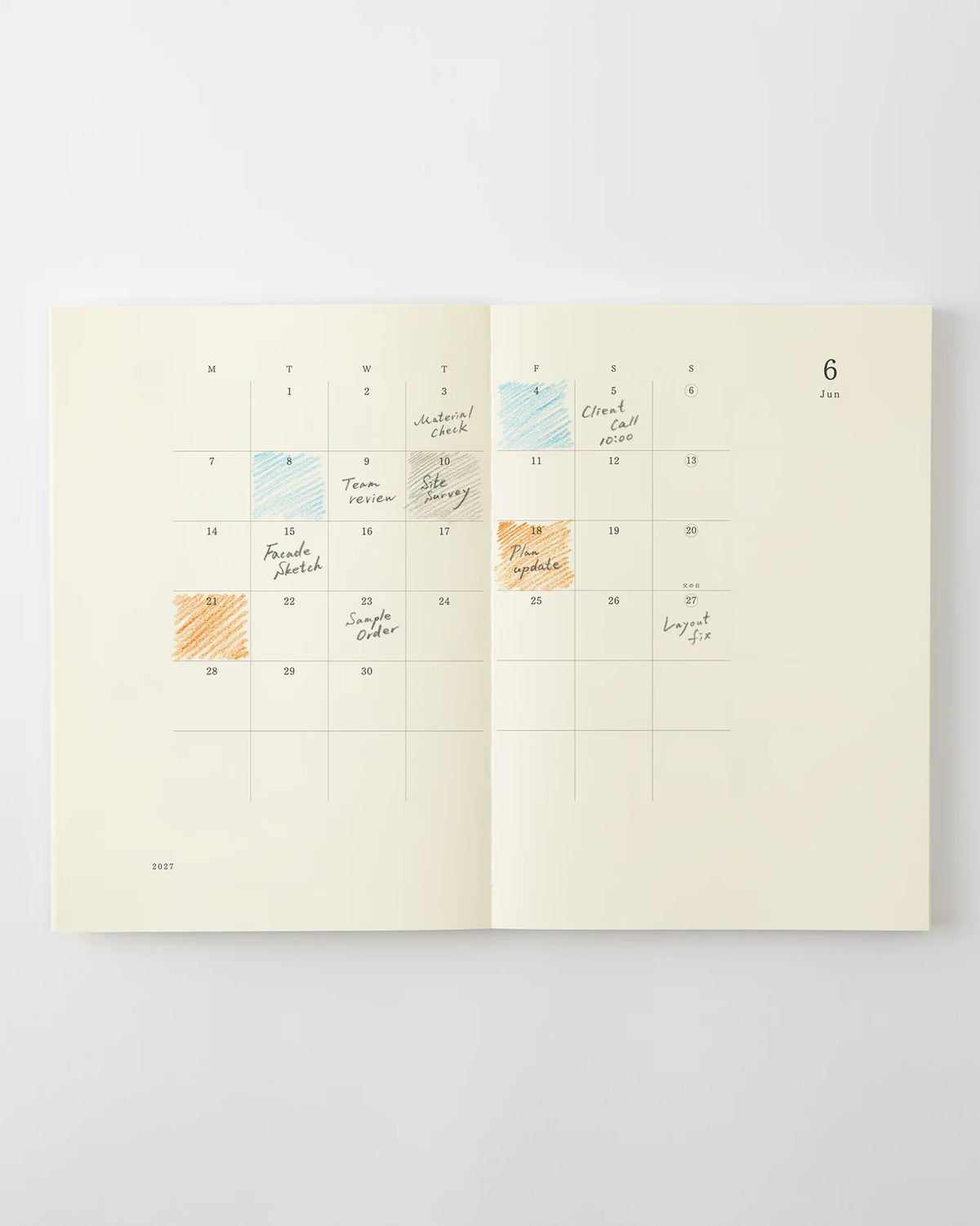 MD Notebook Diary A5 Thin (2027) Monthly Block + Memo