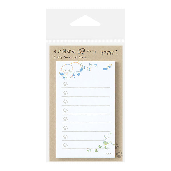 Sticky notes with cute illustrations in a Midori package on a white background