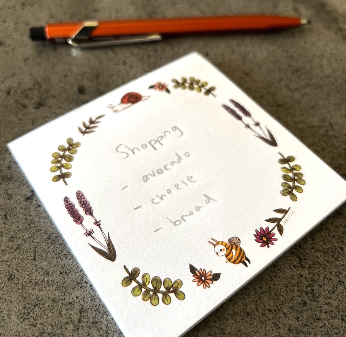 Flower and Bee Memo Pad