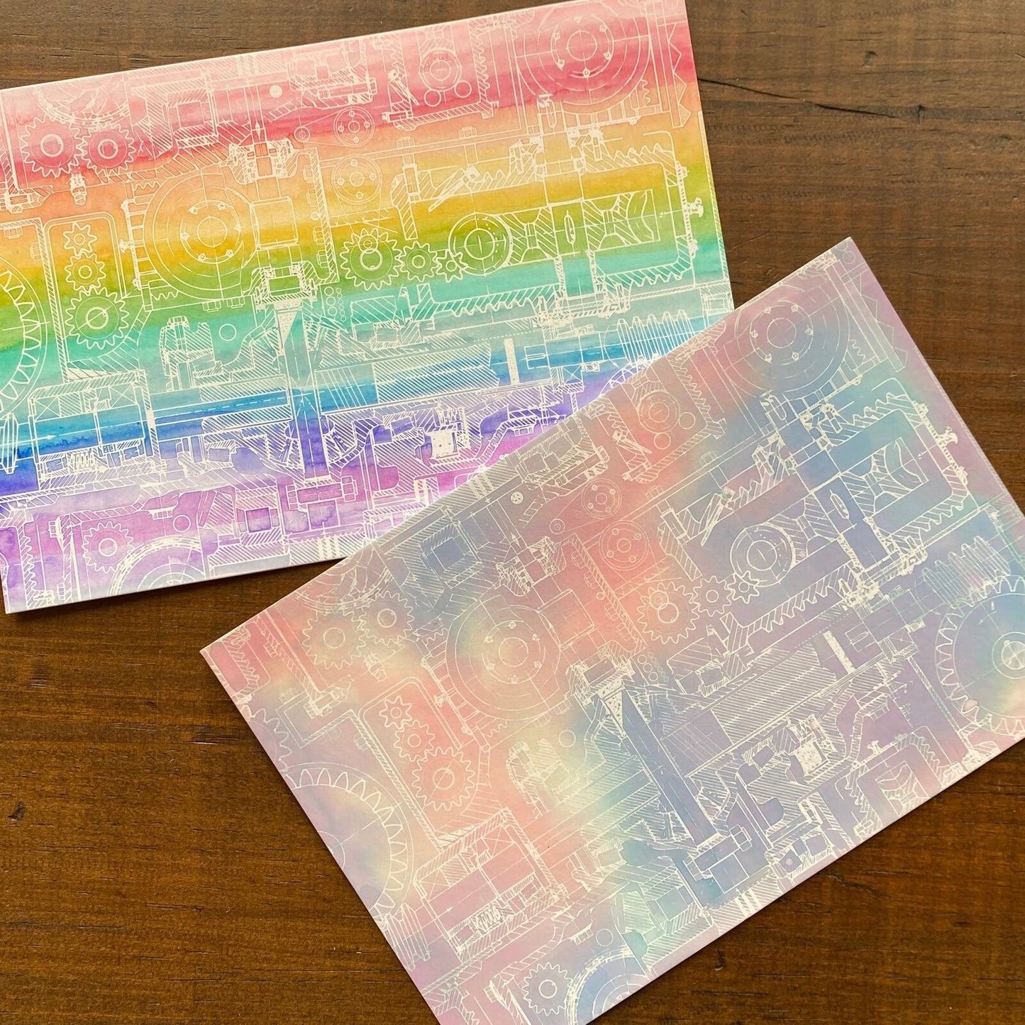 Old Blue Print Colouring Ink Postcards