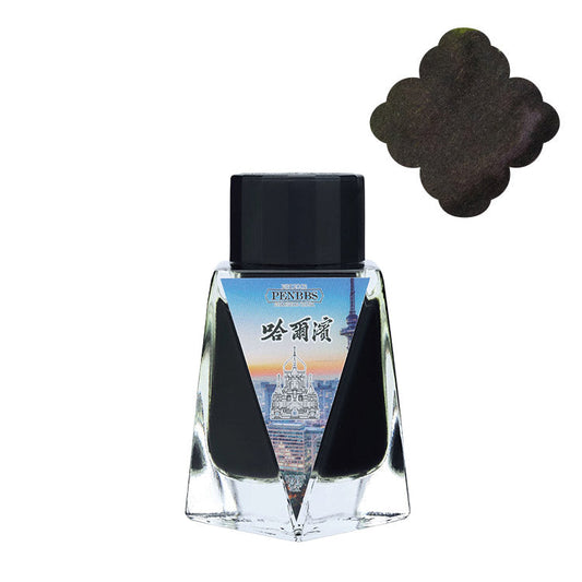 Ink bottle with a sample of ink on a white background, featuring the SOE & SOE brand.