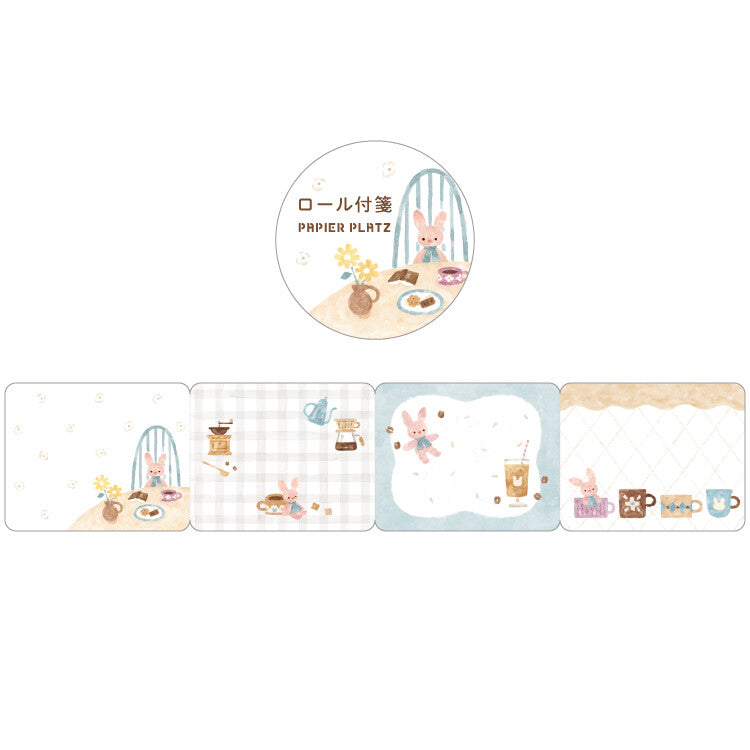Rabbit and coffee Sticky notes roll designed by illustrator Kayokurafu.