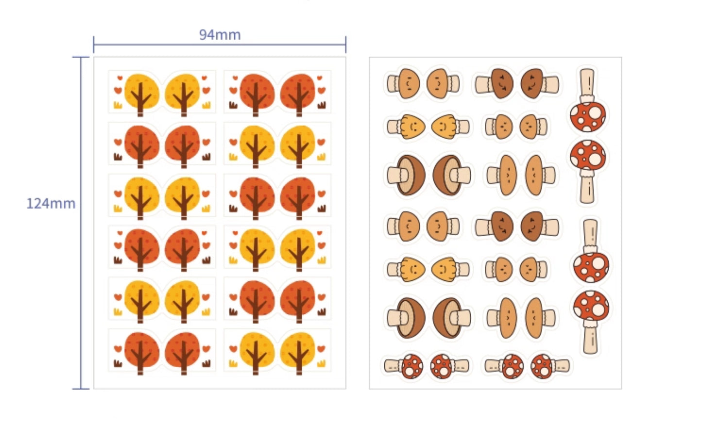 Mushroom and Red Wood Index Stickers