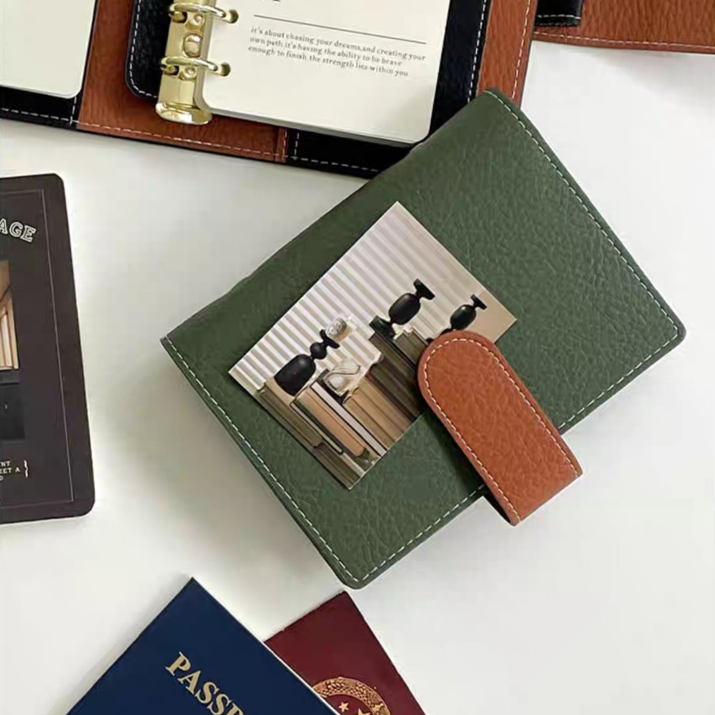 A7 / M6 Pocket Organiser - Green & Brown