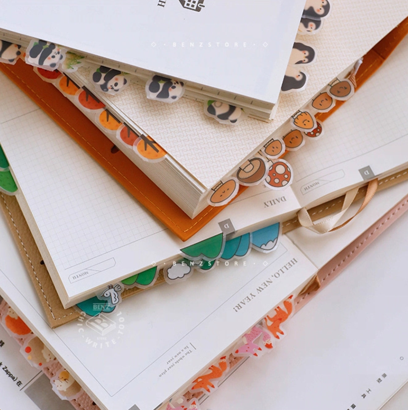 Pandas and Penguins Index Stickers