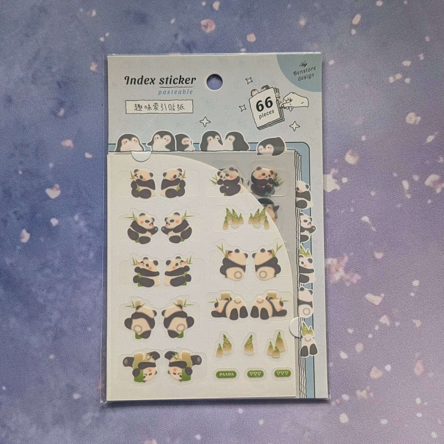 Pandas and Penguins Index Stickers