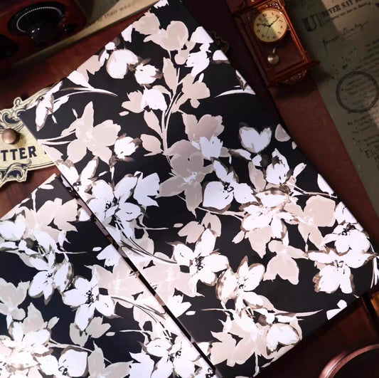 Floral Accordion Book 300g - Black Brown