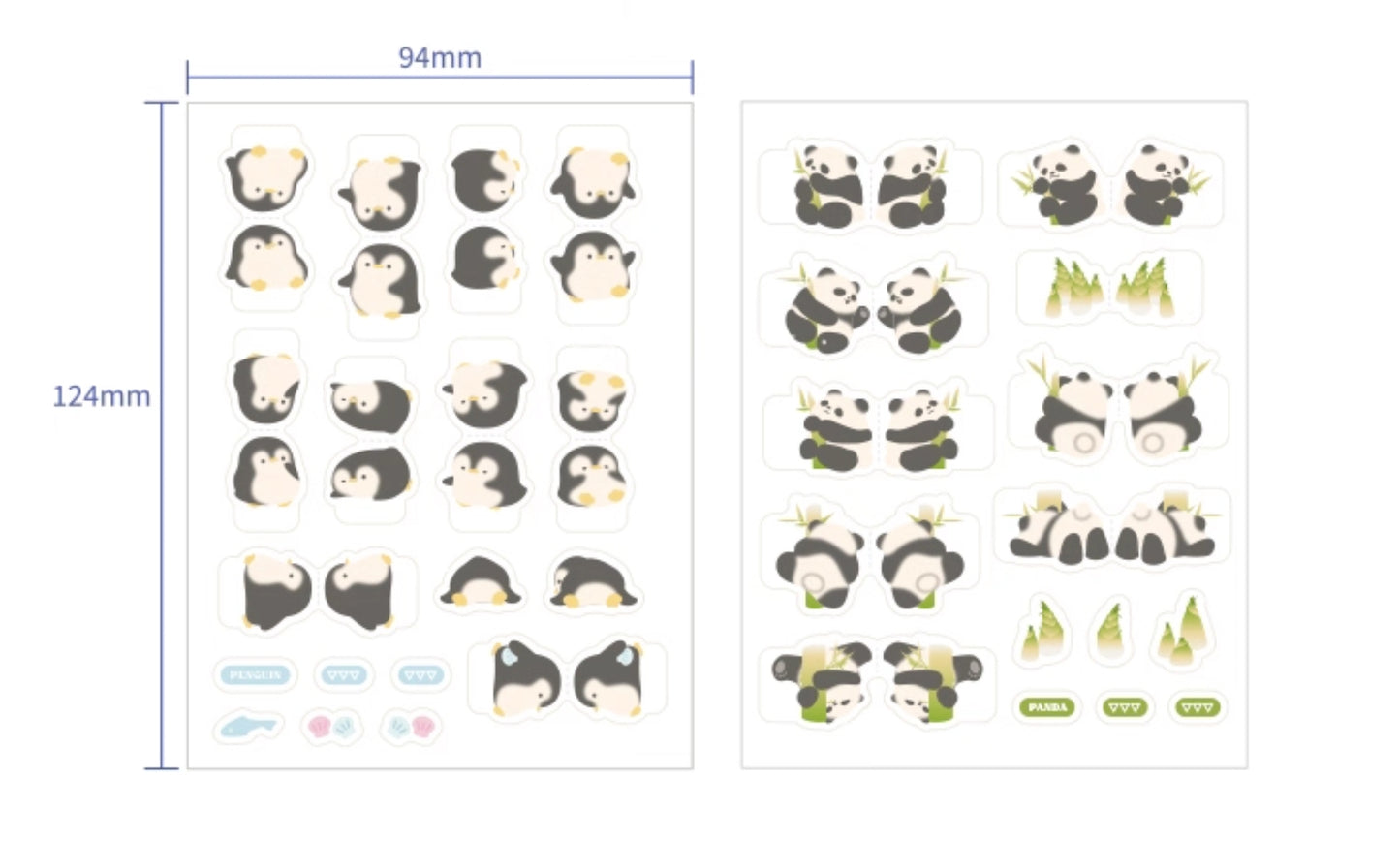 Pandas and Penguins Index Stickers