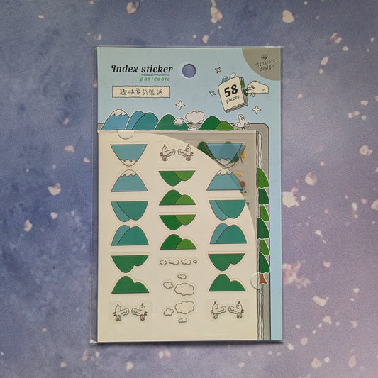 Mountain and Trees Index Stickers