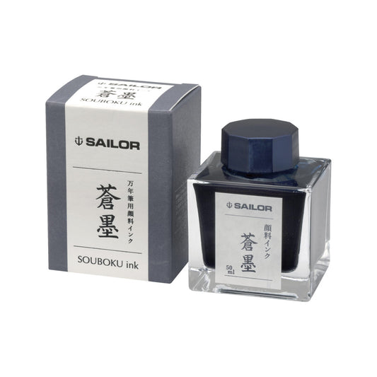 Sailor Souboku ink bottle and packaging on a white background