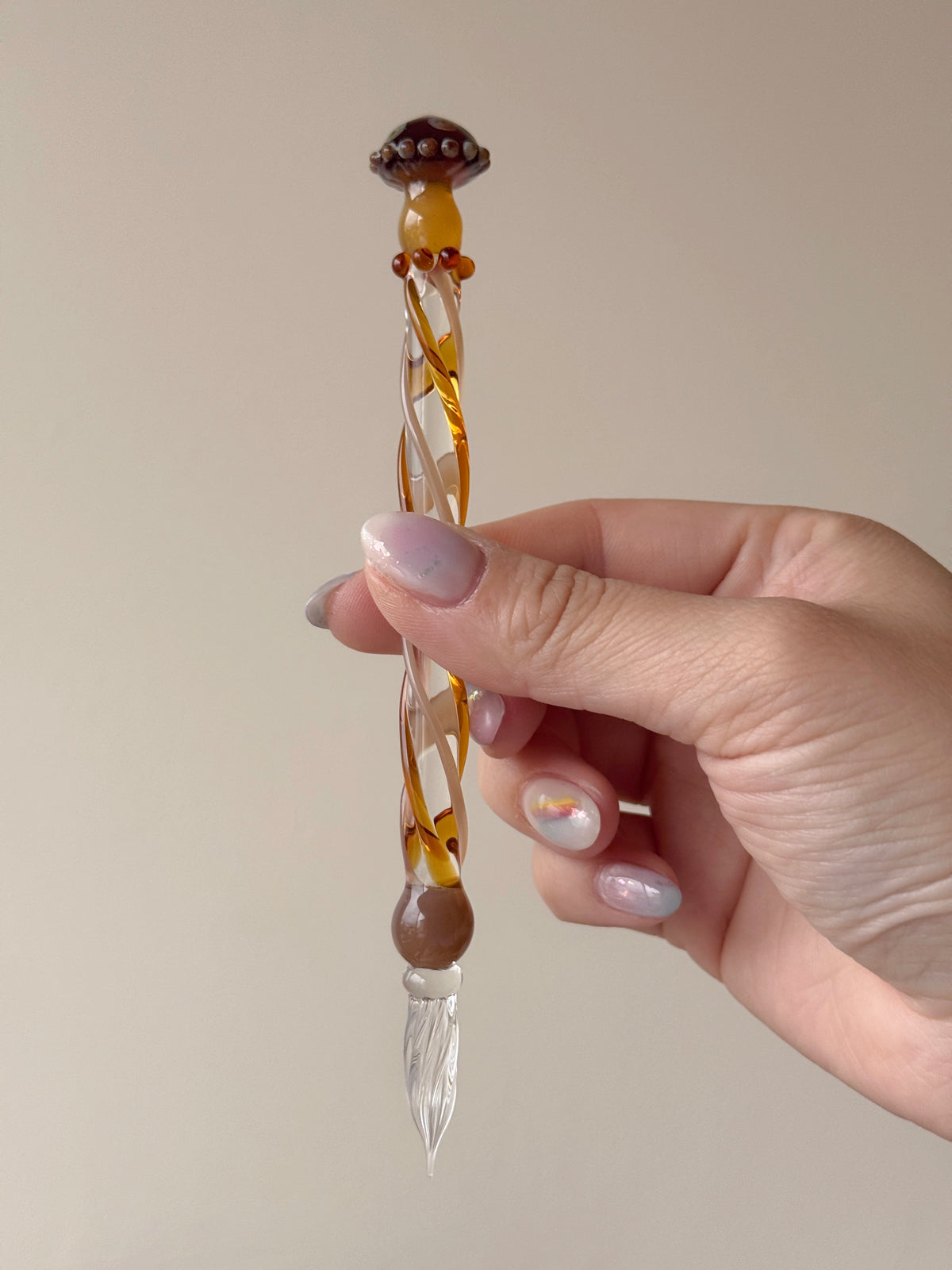 [Exclusive] Handmade Mushroom Glass Pen & Pen Rest
