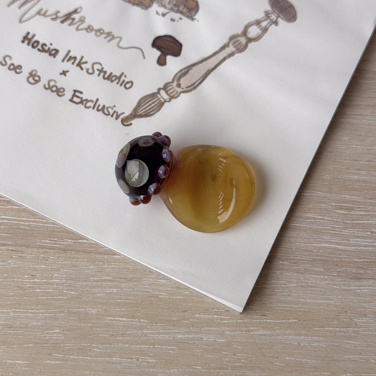 [Exclusive] Handmade Mushroom Glass Pen & Pen Rest