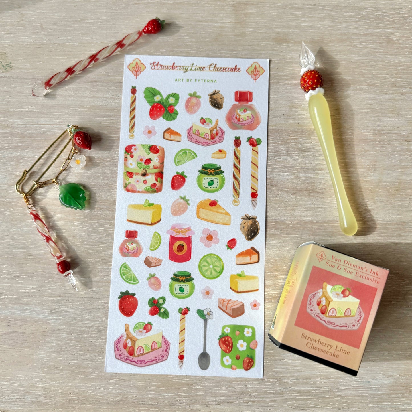 [Exclusive] Strawberry Lime Cheesecake Sticker Sheet