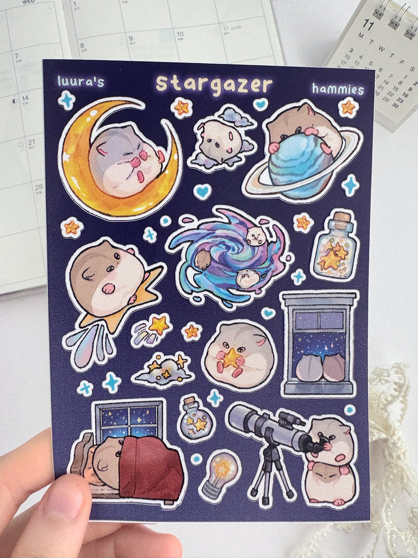 Stargazer Hamsters Sticker Sheet