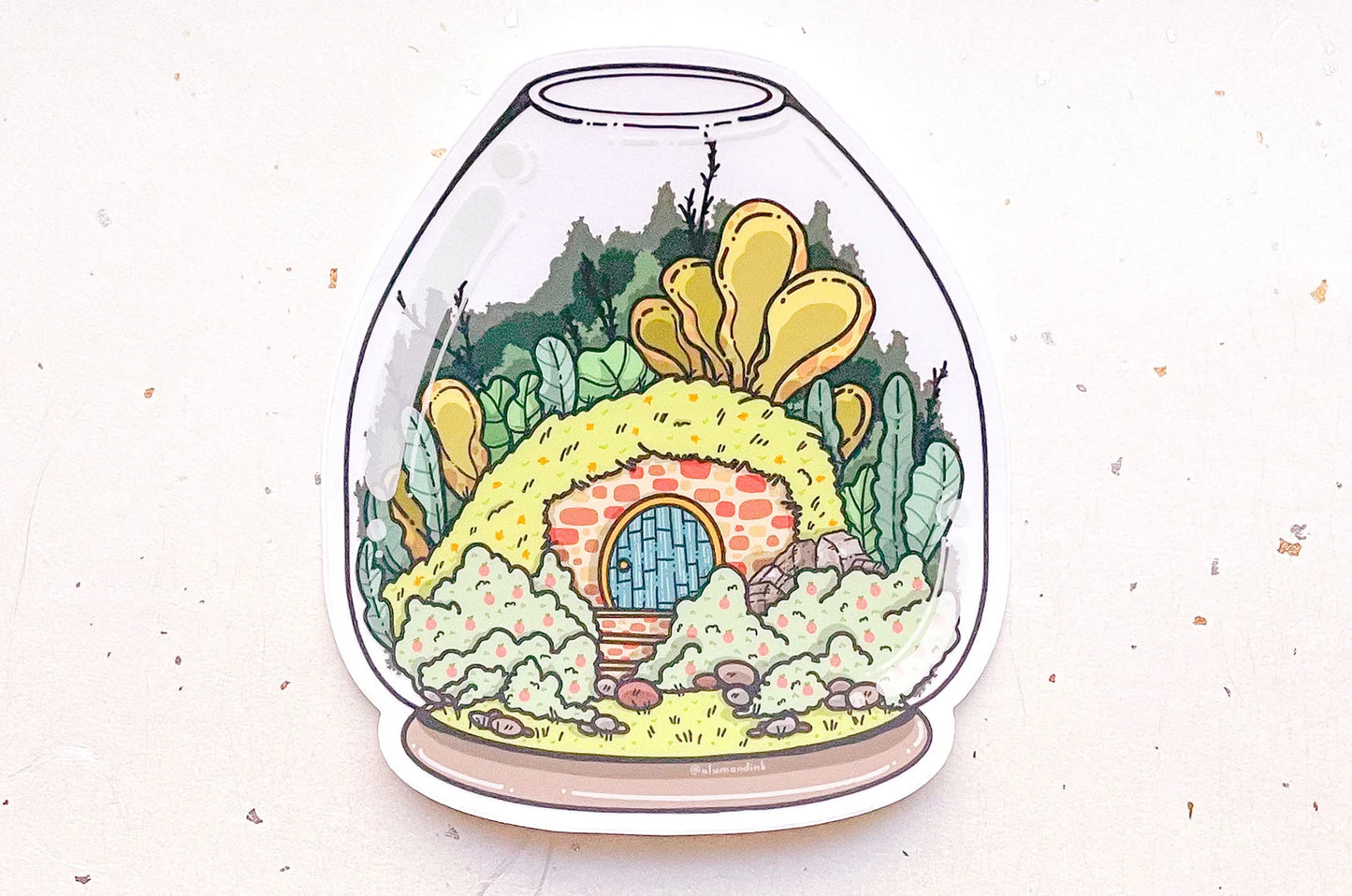 Cozy Cottage Terrarium Clear Vinyl Sticker