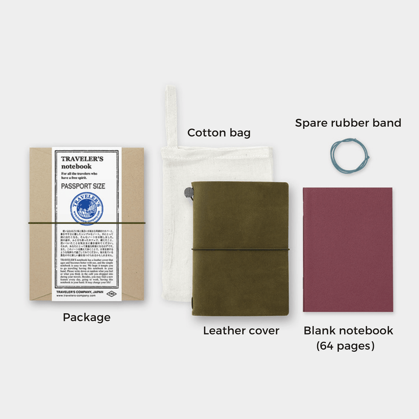 Traveler's Notebook Starter Kit Passport Size - Olive