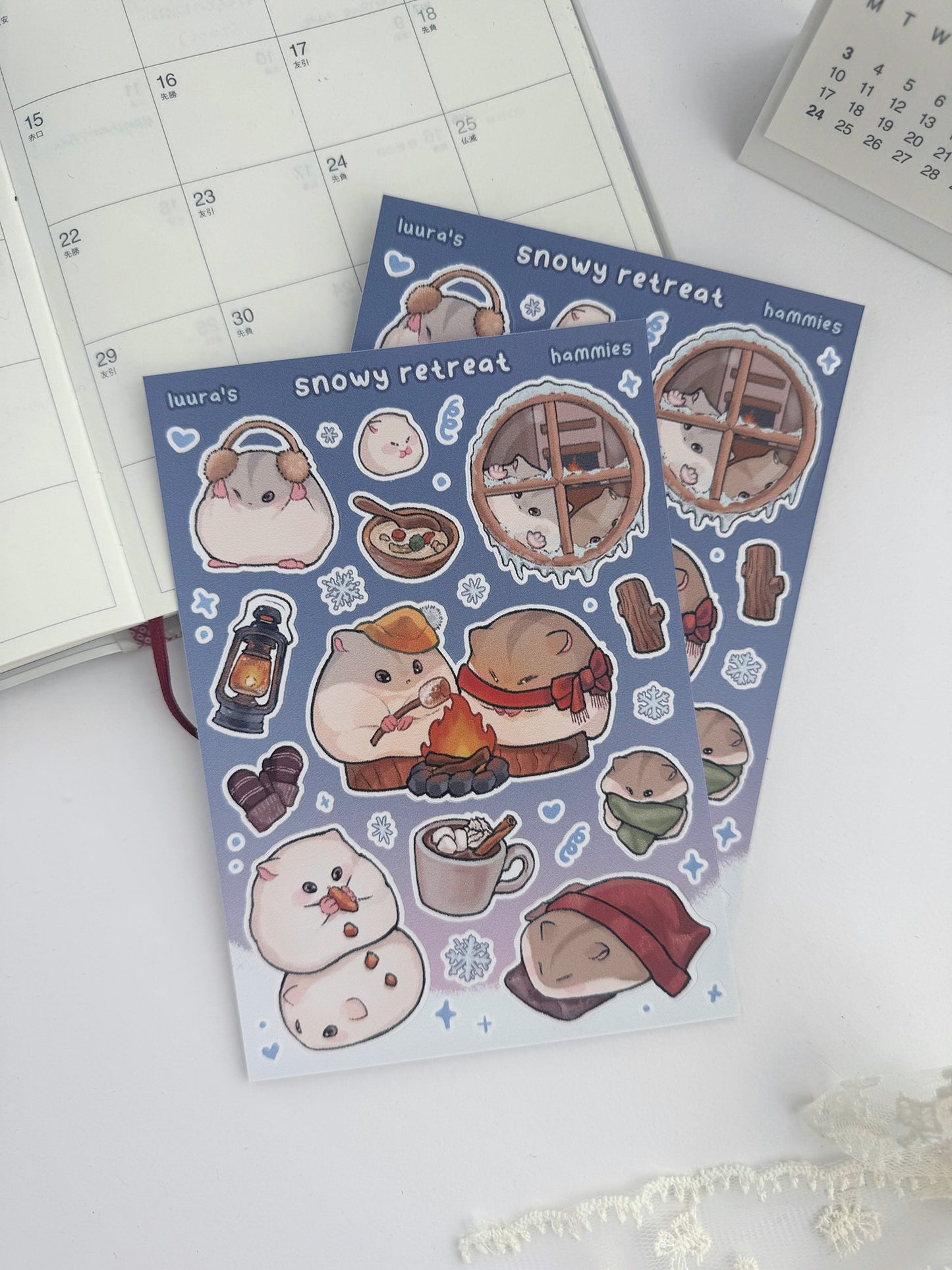 Snowy Retreat Hamsters Sticker Sheet