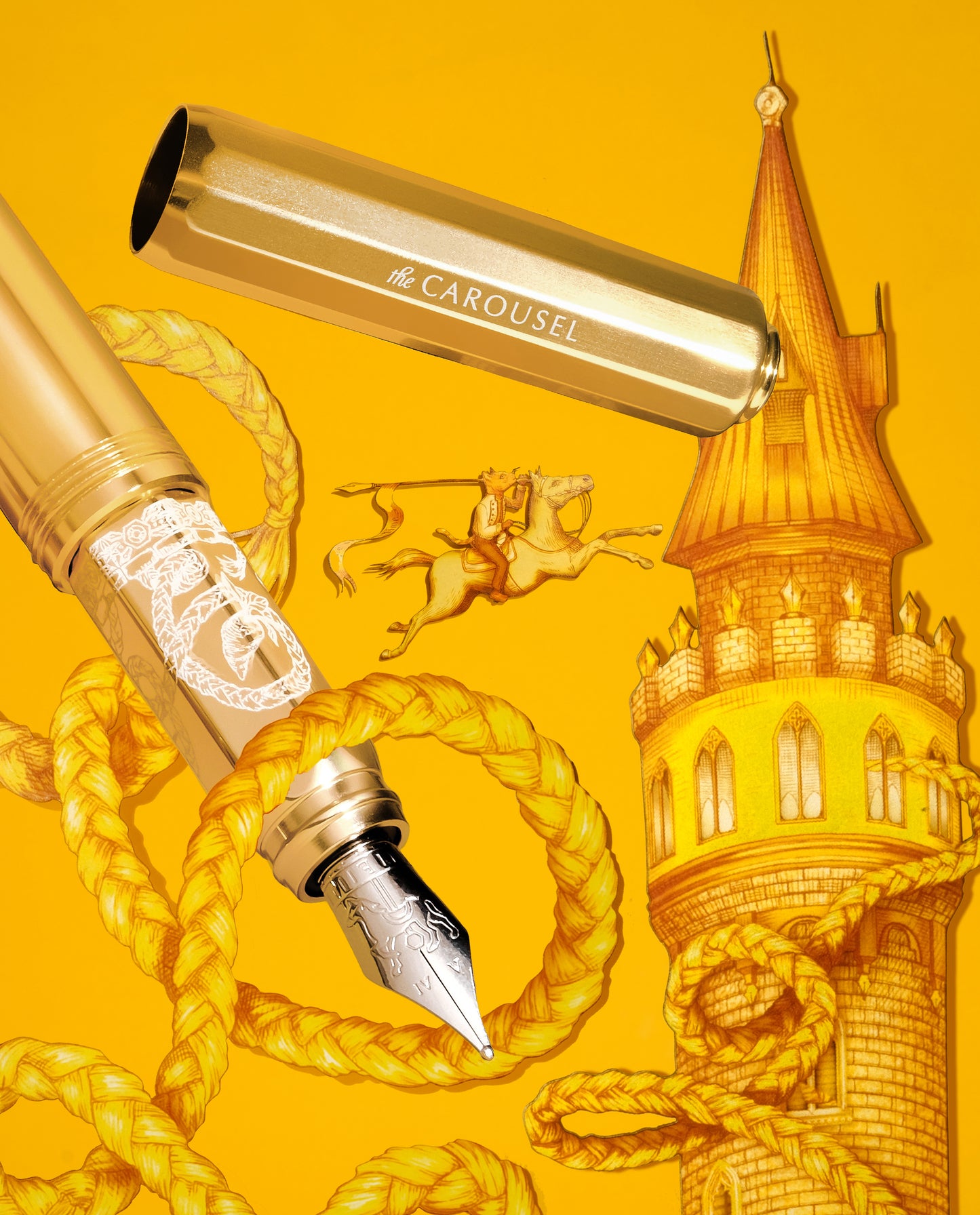 Limited Edition | Aluminum Carousel Fountain Pen - Plaited Gold Tress