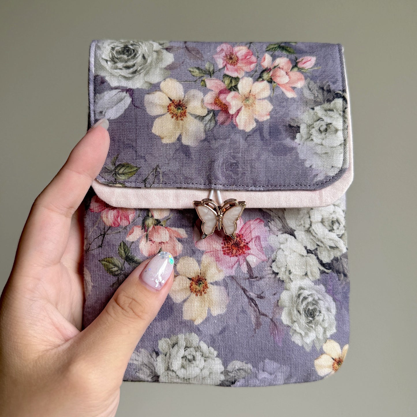 Handmade Purple Rose Garden 6 Slot Large Pen Case